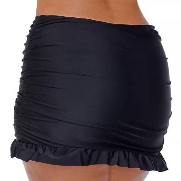 Raisins Curve Plus Size Echo Ruffled Tummy-Control Swim Skirt Black 18W - Picture 9 of 15